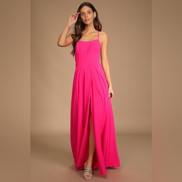 Lulus Dreamy Romance Hot Pink Backless Maxi Dress - Picture 2 of 9